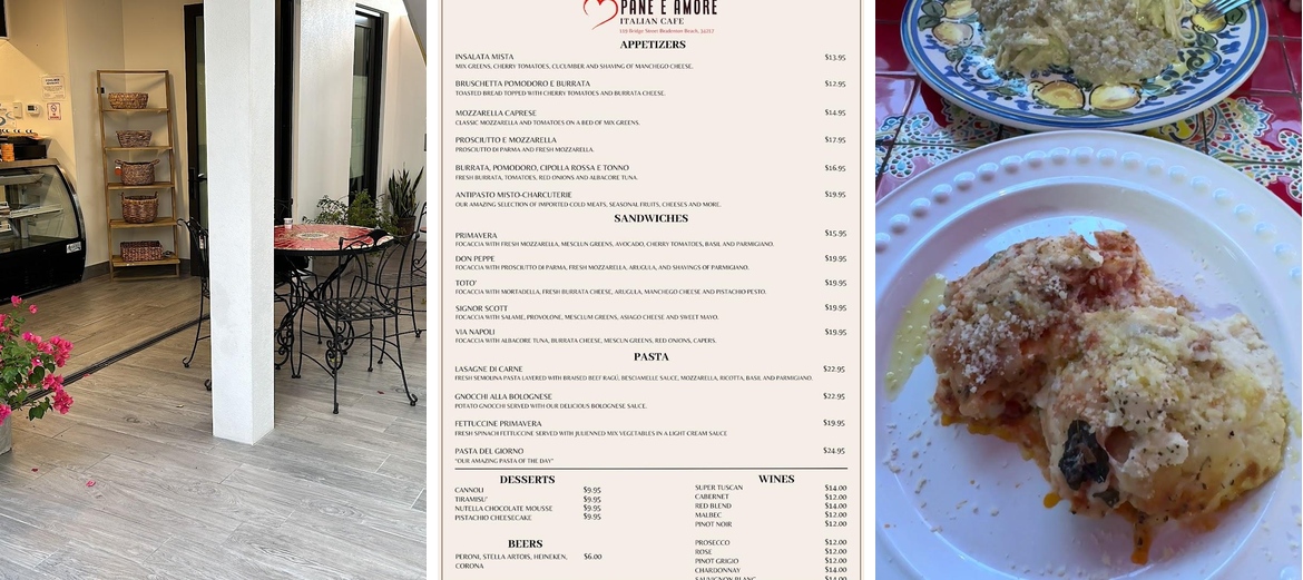 Pane e Amore Italian Cafe Menu
