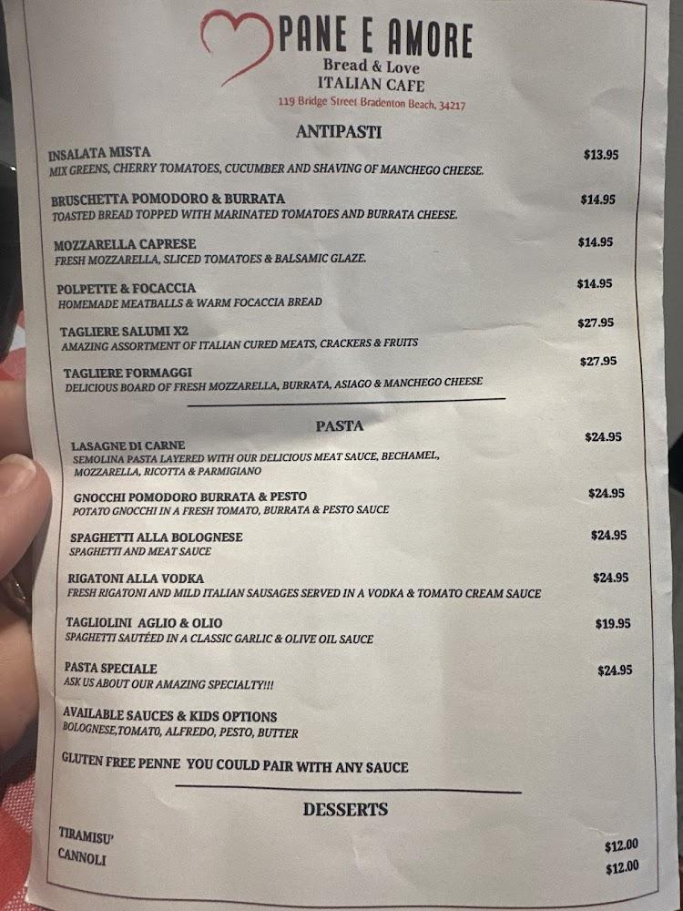 Pane e Amore Italian Cafe Menu image 2