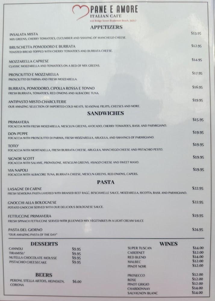 Pane e Amore Italian Cafe Menu image 3