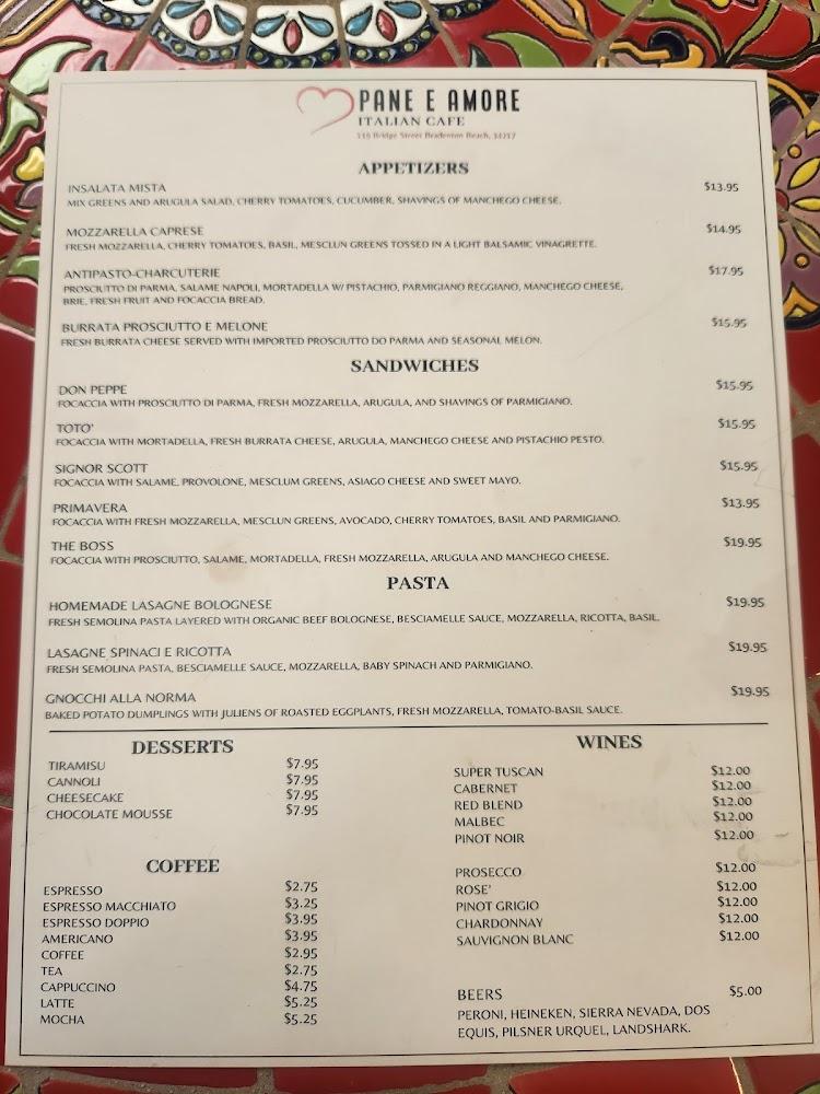 Pane e Amore Italian Cafe Menu image 4